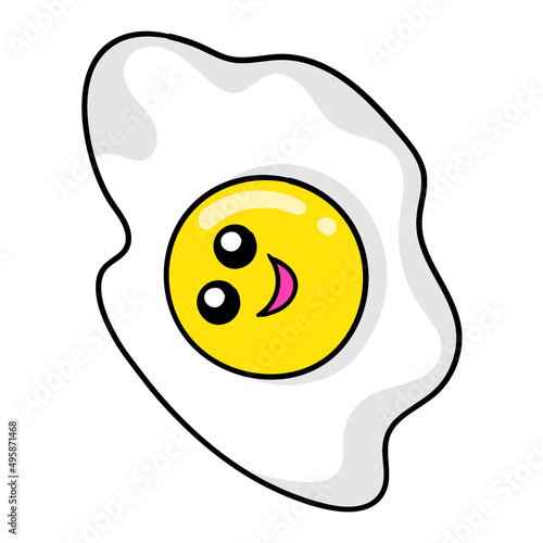 funny face cow eye egg, doodle icon image kawaii