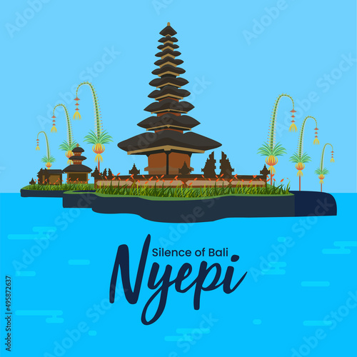 Bali's Day Of Silence And Hindu New Year Vector Illustration, Indonesia Bali's Nyepi Day
