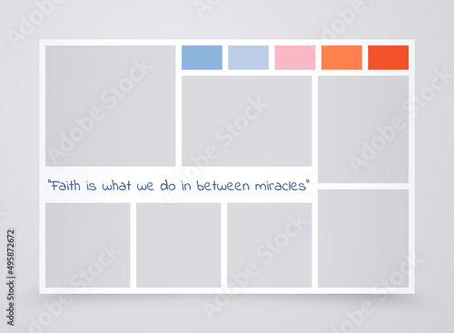 Moodboard template. Photo collage grid. Vector illustration.