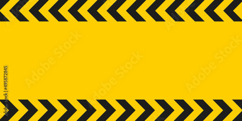 Simple modern black and yellow warning arrow striped line background template. Construction safety sign banner