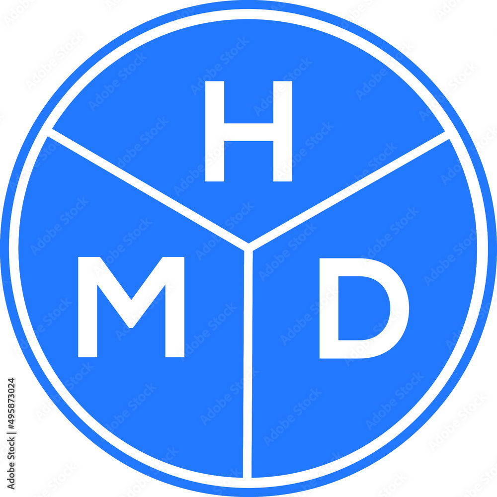 Obraz premium HMD letter logo design on white background. HMD creative circle letter logo concept. HMD letter design.