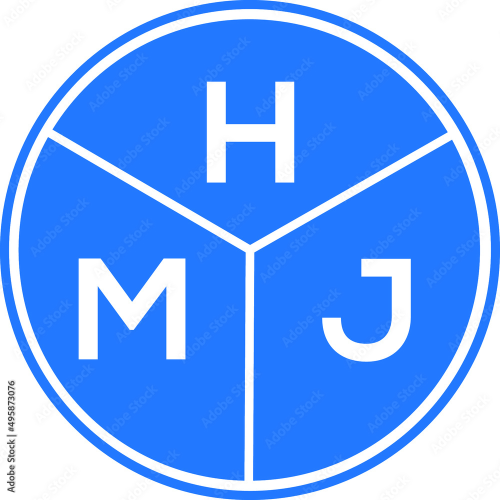 HMJ letter logo design on white background. HMJ creative circle letter logo concept. HMJ letter design. HMJ letter logo design on white background. HMJ creative circle letter logo concept. HMJ letter design.