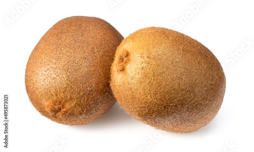 Whole kiwi fruits isolated on the white background.