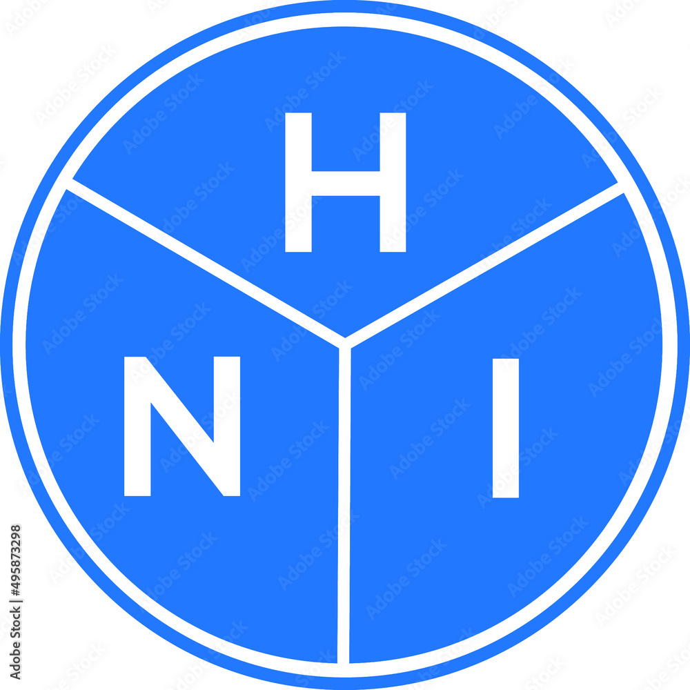 HNI letter logo design on white background. HNI creative circle letter logo concept. HNI letter design. HNI letter logo design on white background. HNI creative circle letter logo concept. HNI letter design.