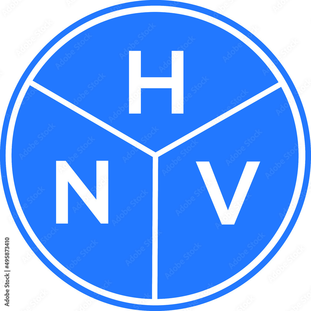 Fototapeta premium HNV letter logo design on white background. HNV creative circle letter logo concept. HNV letter design.