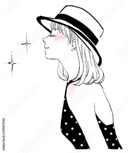 わくわくしている女性のイラスト