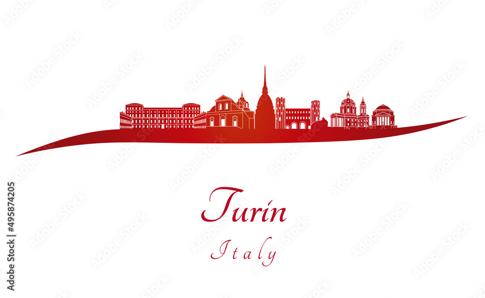 Turin skyline in red