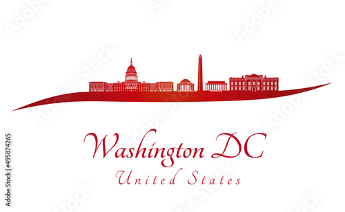 Washington DC skyline in red
