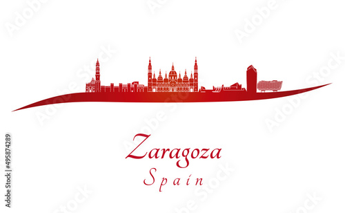Zaragoza skyline in red photo