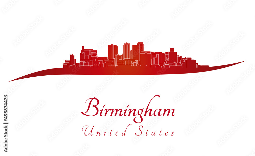 Fototapeta premium Birmingham AL skyline in red
