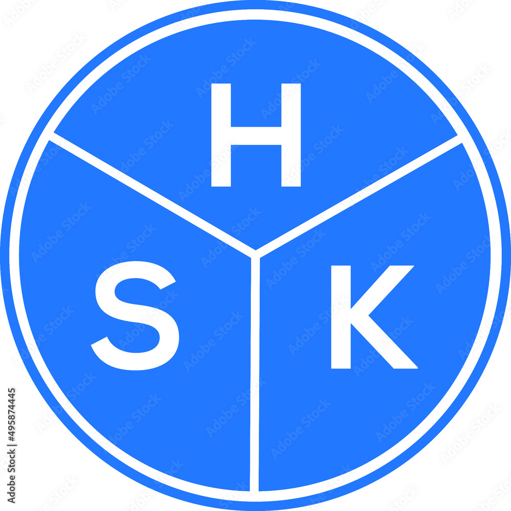 HSK letter logo design on white background. HSK creative circle letter logo concept. HSK letter design. HSK letter logo design on white background. HSK creative circle letter logo concept. HSK letter design.