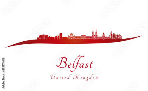 Belfast skyline in red