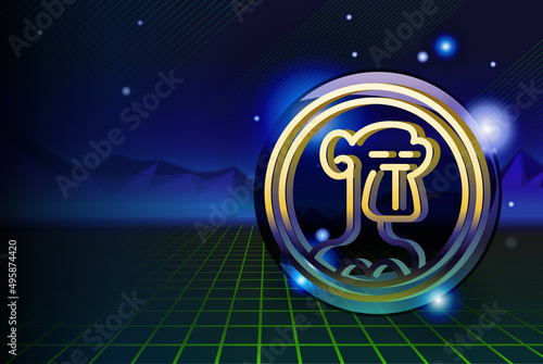 NFT background in retro style with copyspace. Banner Non-fungible token. Bored ape NFT collection.