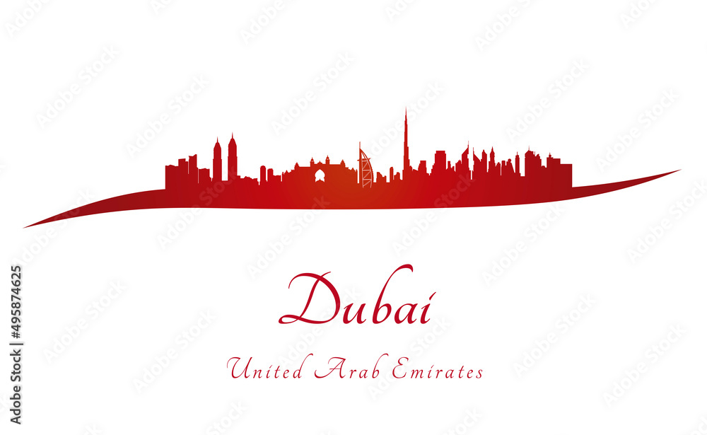 Dubai skyline in red Dubai skyline in red