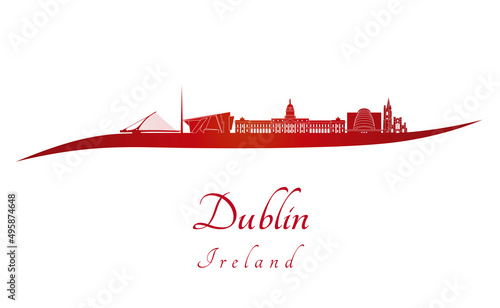 Photography Dublin skyline in red