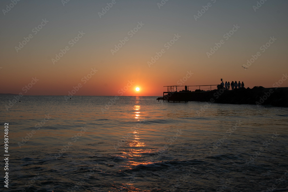 Beautiful Sunrise in Pomorie, Bulgaria. Black sea Beautiful Sunrise in Pomorie, Bulgaria. Black sea
