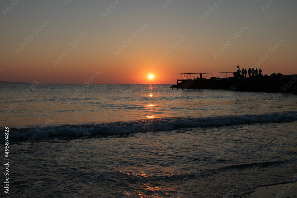 Beautiful Sunrise in Pomorie, Bulgaria. Black sea  