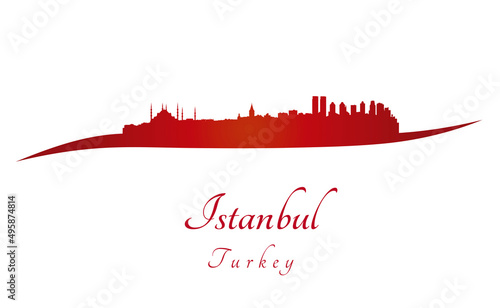 Istanbul skyline in red