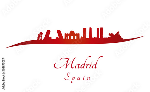 Madrid skyline in red