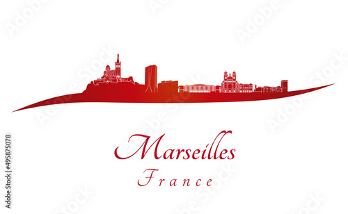Marseilles skyline in red photo