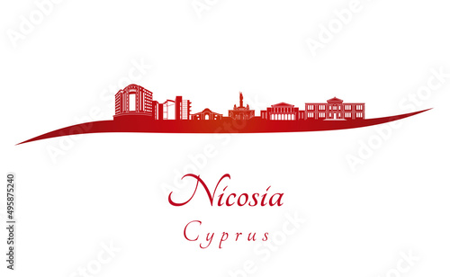 Nicosia skyline in red