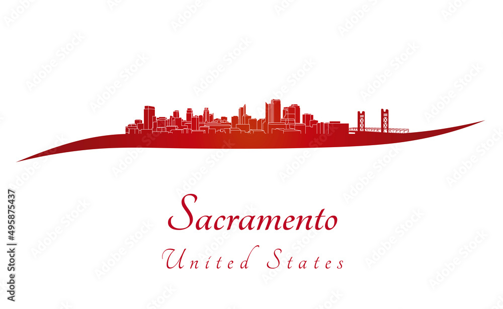 Sacramento skyline in red