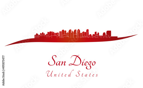 San Diego skyline in red