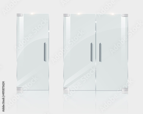 Glass doors isolated on transparent background. Vector
