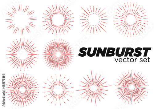 10 Sunburst Vector Set