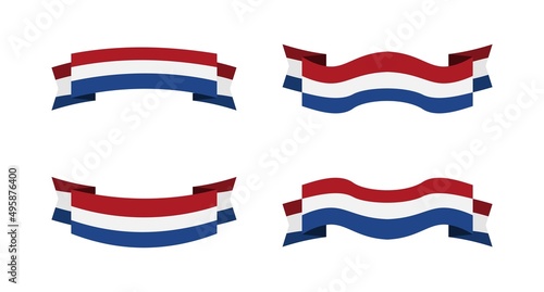 illustration of a netherlands flag with a ribbon style. Netherlands flag vector set.