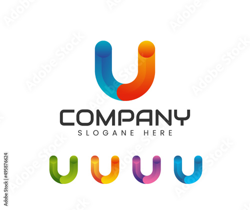 Modern letter u logo design. U Letter Logo, Alphabet Logo. Cative Modern letter U Logo design concept template photo