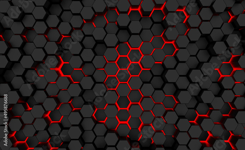 black hexagons with red outlines