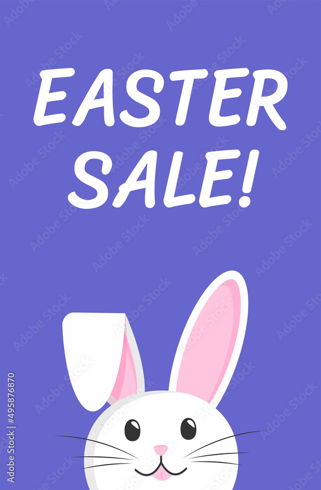 The head of a hare peeks out from below. Easter sale. The head of a hare peeks out from below. Easter sale.