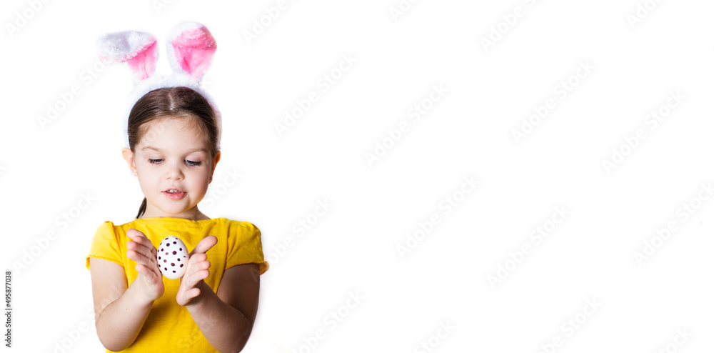 Cute caucasian little girl with rabbit ears Cute caucasian little girl with rabbit ears