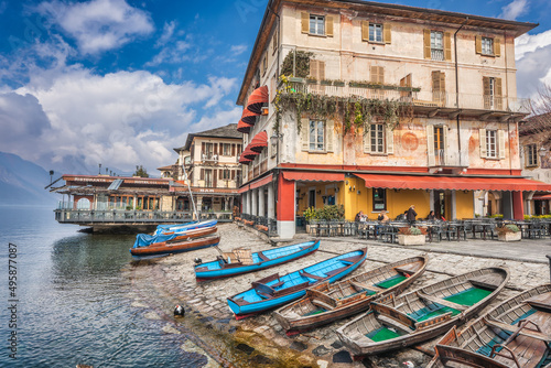 Orta san Guilio at Lago Lake Orta in North Italy