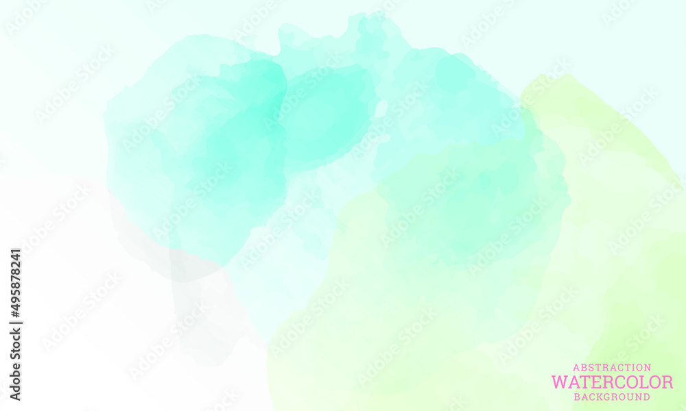 Obraz premium Hand-drawn watercolor abstract background in pastel shades of pale blue, green shades.