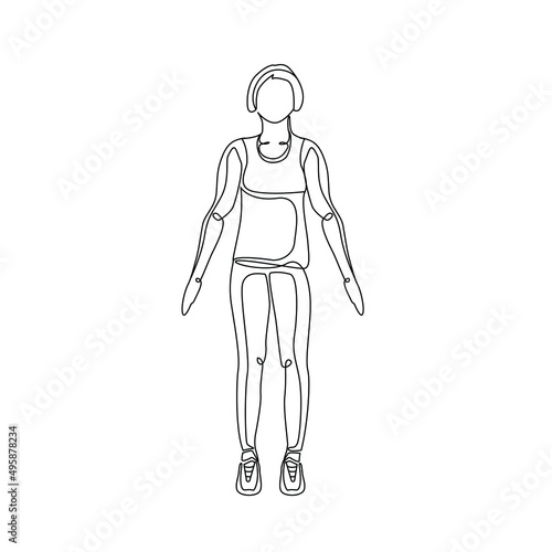 Arm circles exercise,  Rotation arms, Women workout fitness, sport woman doing exercise with Arm Circles posture Vector line art Illustration