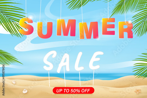 Colorful summer sale beach background © Atstock Productions