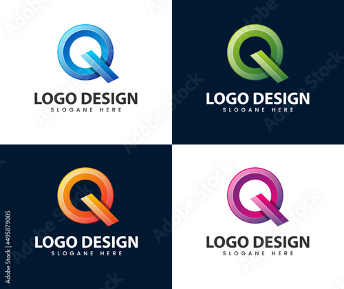 Abstract letter q modern 3d logo design. Letter q logo design template. Creative modern trendy q typography and colorful gradient