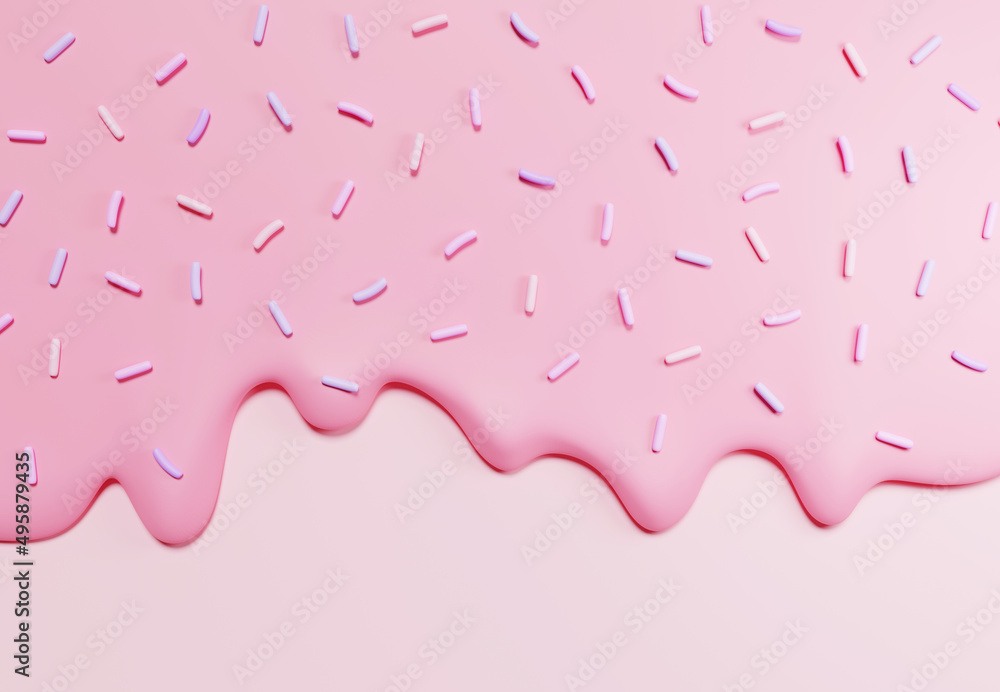 Fototapeta premium 3D of flowing pink liquid texture on pink background