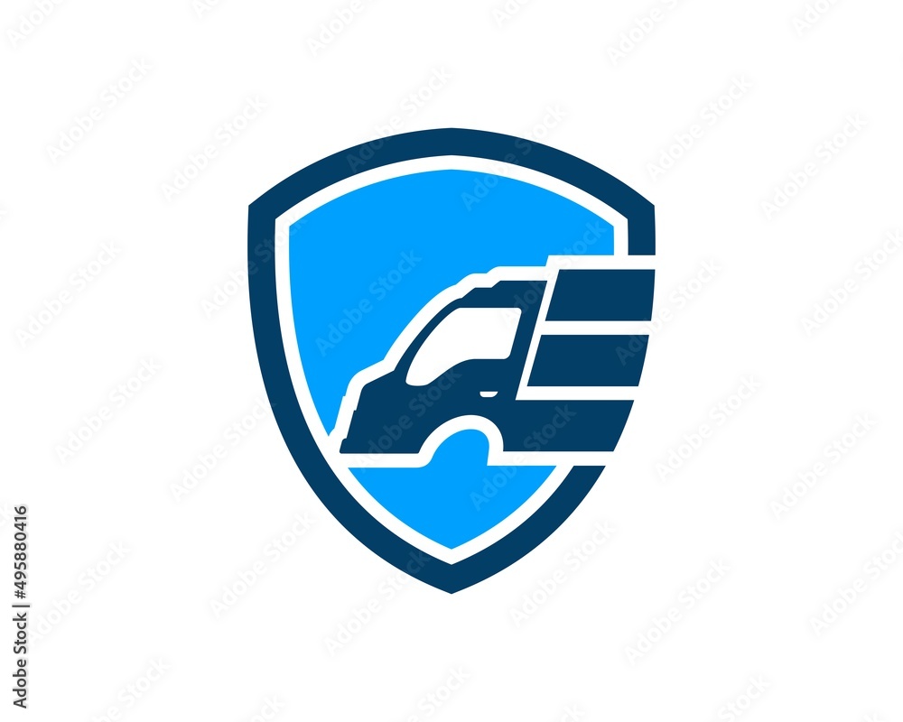Simple shield with delivery truck inside Simple shield with delivery truck inside