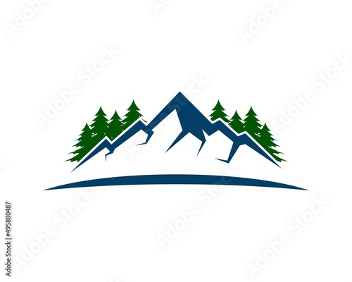 Abstract mountain with pine forest