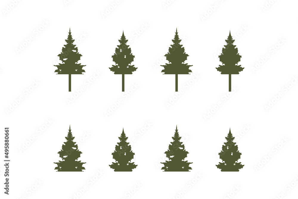 Obraz premium set of pine tree, tree template, nature logo, tree inspiration.