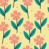 seamless pattern flower and leaves. botanical drawing for fabric print, textile, gift wrap paper