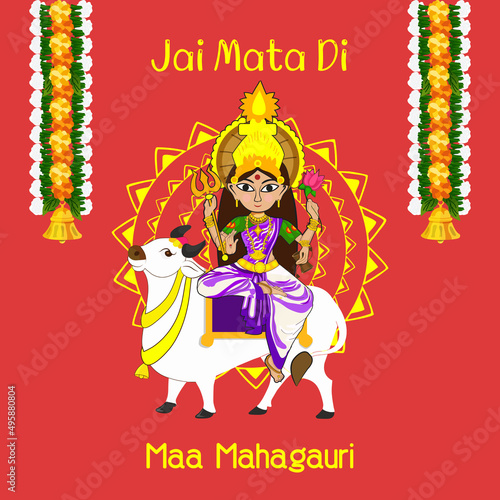 Happy Navratri - Goddess Durga - Eighth Form- Maa Mahagauri