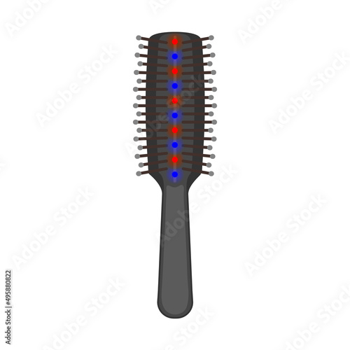 Laser hair growth comb. Red light therapy brush for hair restoration in androgenetic alopecia. Medical concept. Vector illustration.