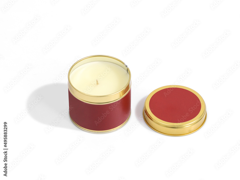 Blank red candle isolated background. Christmas mood Blank red candle isolated background. Christmas mood
