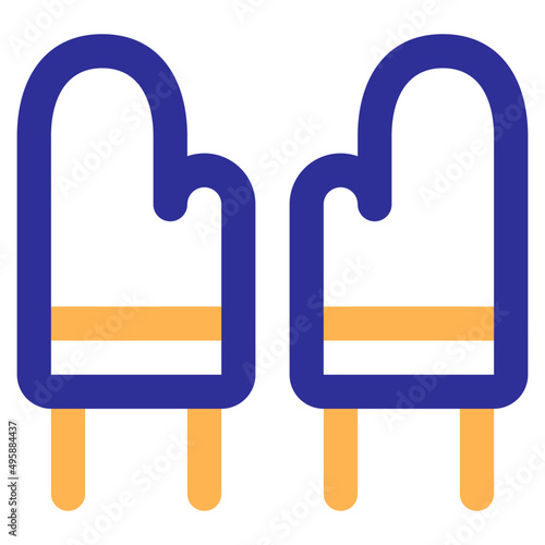 oven mitts colored line icon