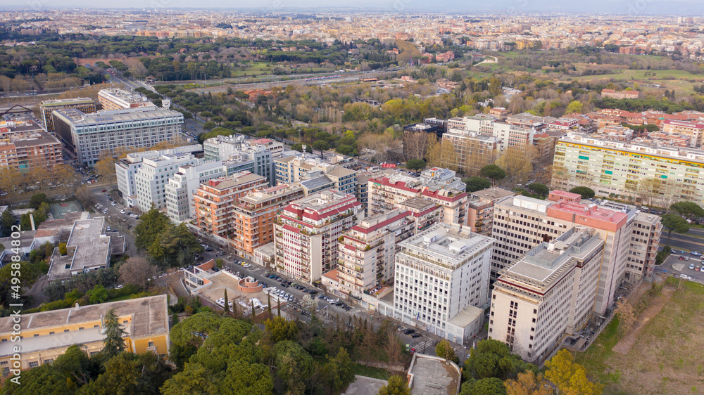 Group of palaces in Rome, Italy.