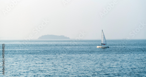 Sailboat in the sea background